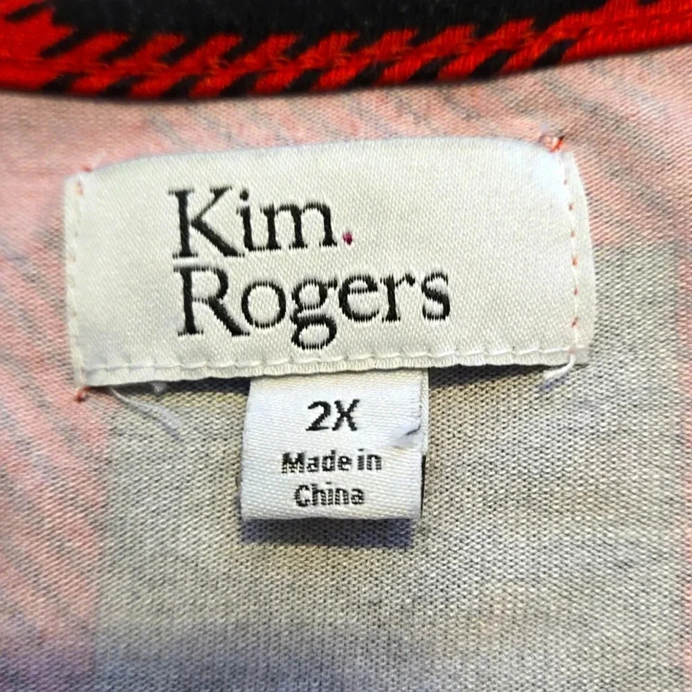 Kim Rogers 2X Red Black Buffalo Plaid Hi-Lo Pullover Top w/ Shoulder Buttons - Picture 6 of 12